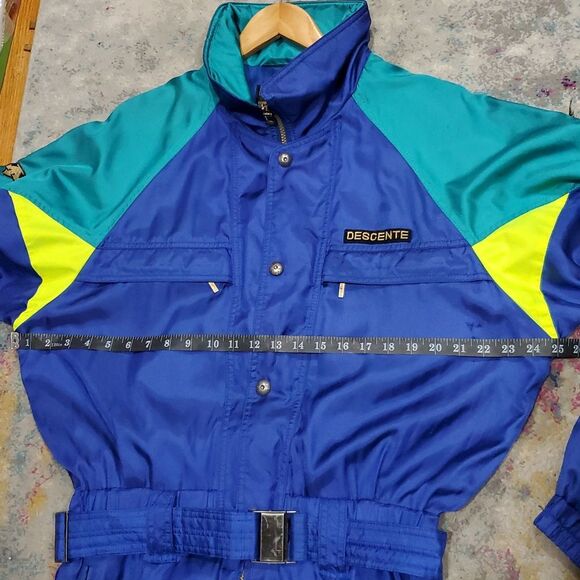 Vintage Descente Ski Suit In Retro Blue And Green - Picture 11 of 16